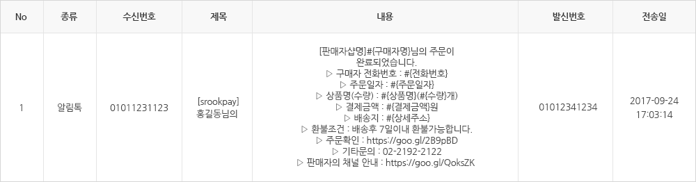 알림톡 발송내역